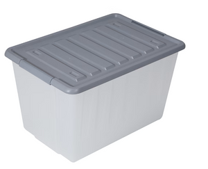 52L Large Moveable Storage Box Heavy Plastic Tub Storage Box Large Wheels Lid...