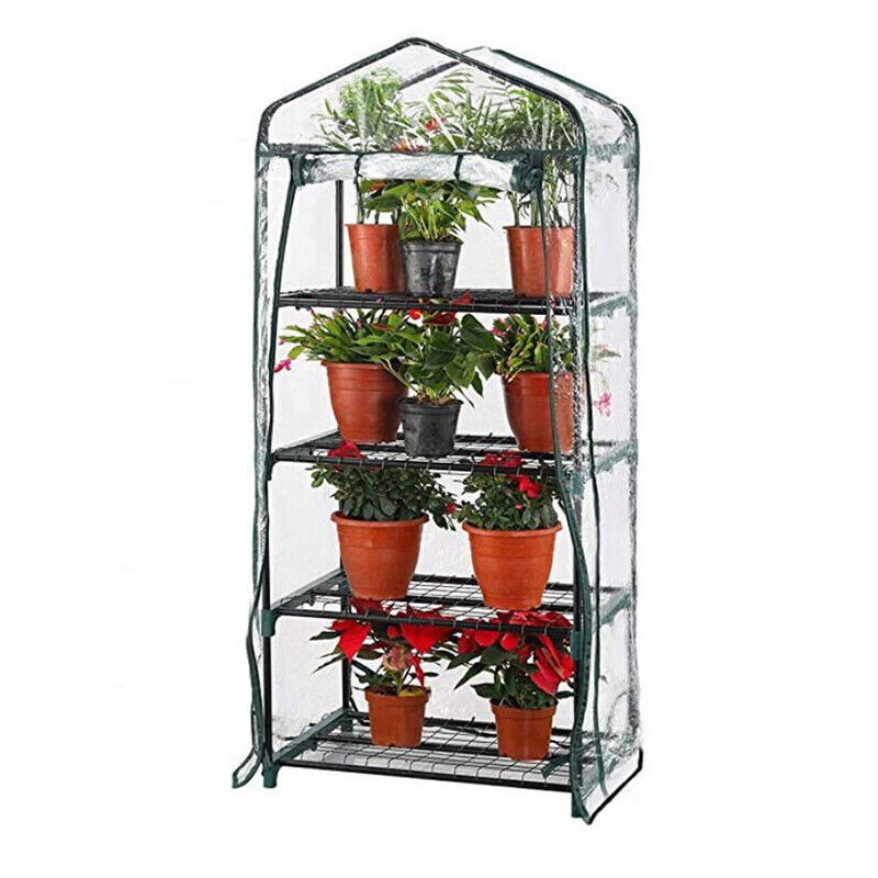 4 TIERS Flower Greenhouse Garden Shed Complete With Frame and COVER Plant Green