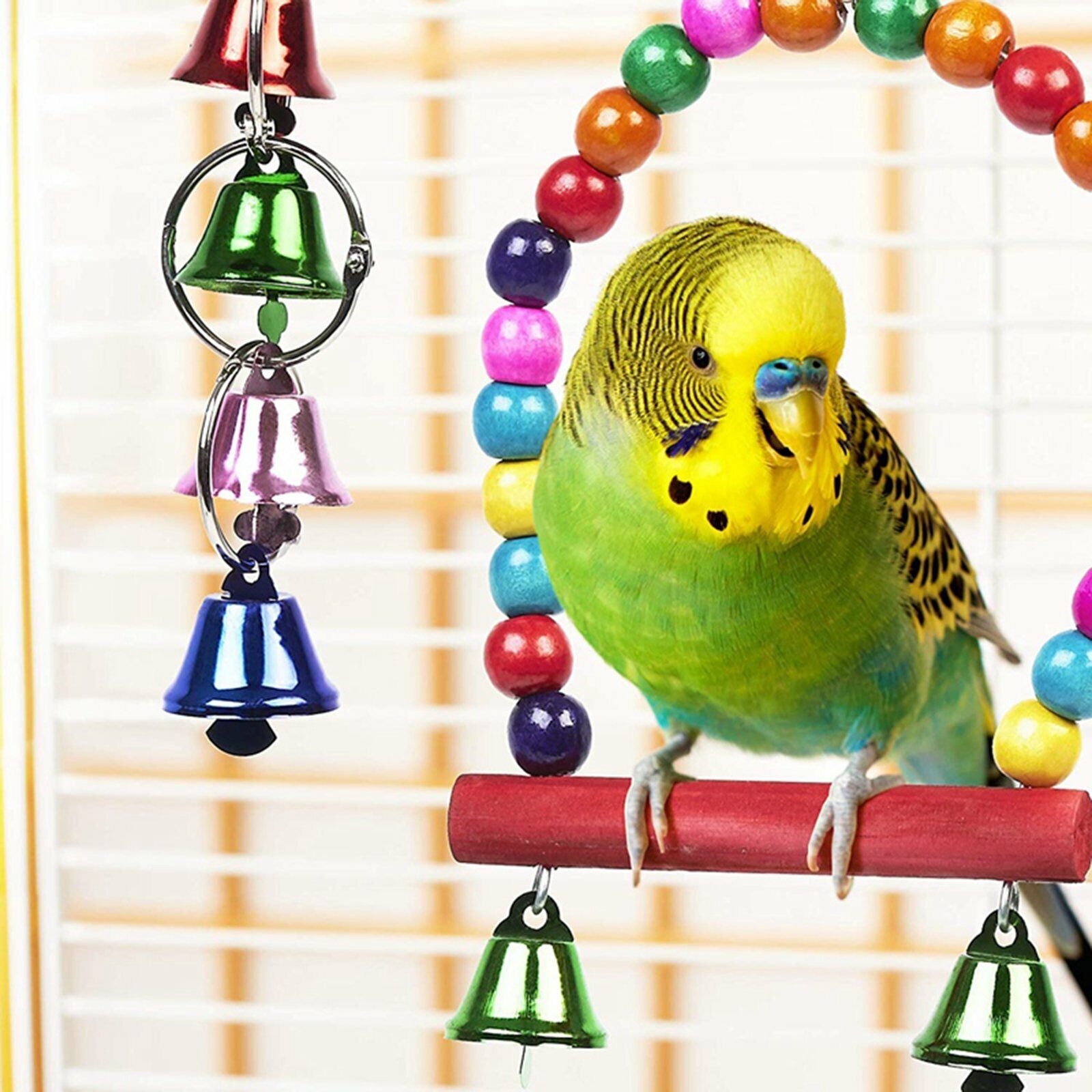 10 Bird Toys Parrot Swing Toys Chewing Hanging Bell Cockatiel Cage Toy Set