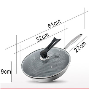 32cm Stainless Steel with Lid Cookware Non Stick Wok Kitchen Cooking