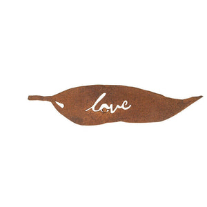 6x Tag Gum 17cm Leaf Love Corten Steel Rust Outdoor Ornament Garden Decor Brown