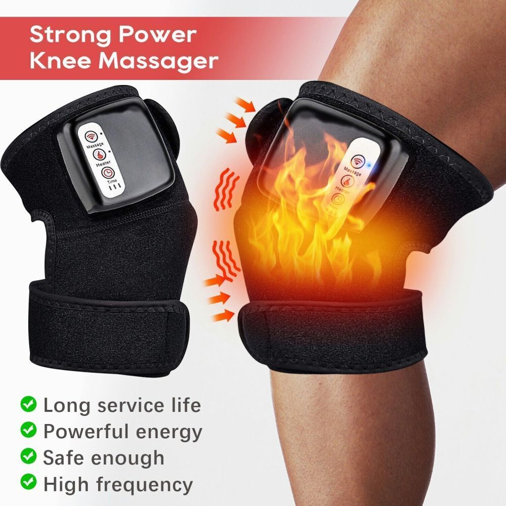 Rechargeable Electric Heated Vibration Knee Joint Pad Wrap Brace Massage Therapy