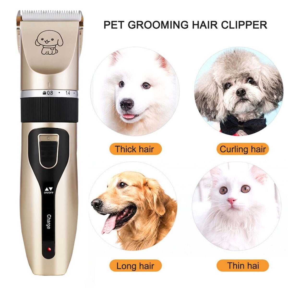 Dog Cat Pet Grooming Kit Rechargeable Cordless Electric Hair Clipper Trimmer Kit