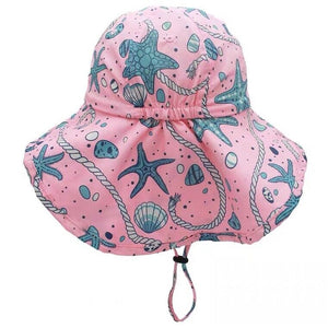 Boys girls sun hat children kids summer beach bucket cap UV protection pink
