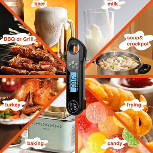 Food Thermometer with Probe Waterproof BBQ Instant Read Digital Meat Thermometer