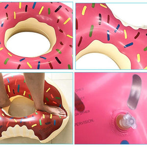 Pink Donut Pool Float Raft Inflatable Ring Swimming Beach Lounge Bed