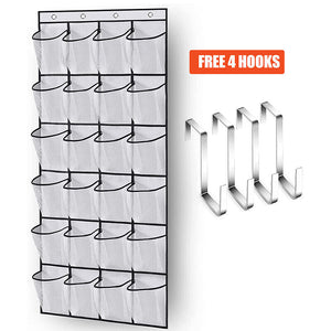 24 Pockets Shoe Holder Bag Organiser Over Door Hanging Shelf Rack Storage Bag