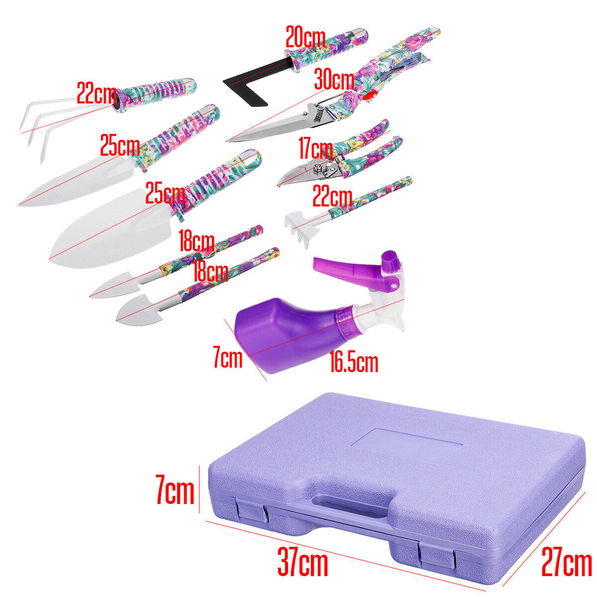 10Pcs Professional Garden Tools Set Gardening Spray Bottle Pruner Shovel Trowel