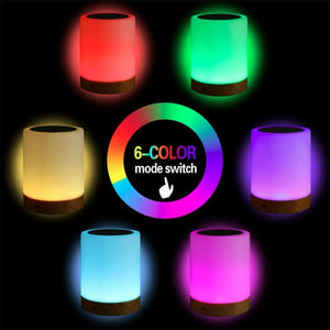 LED Portable Table Bedside Touch Lamp Recharegable Night Light RGB 6 Color