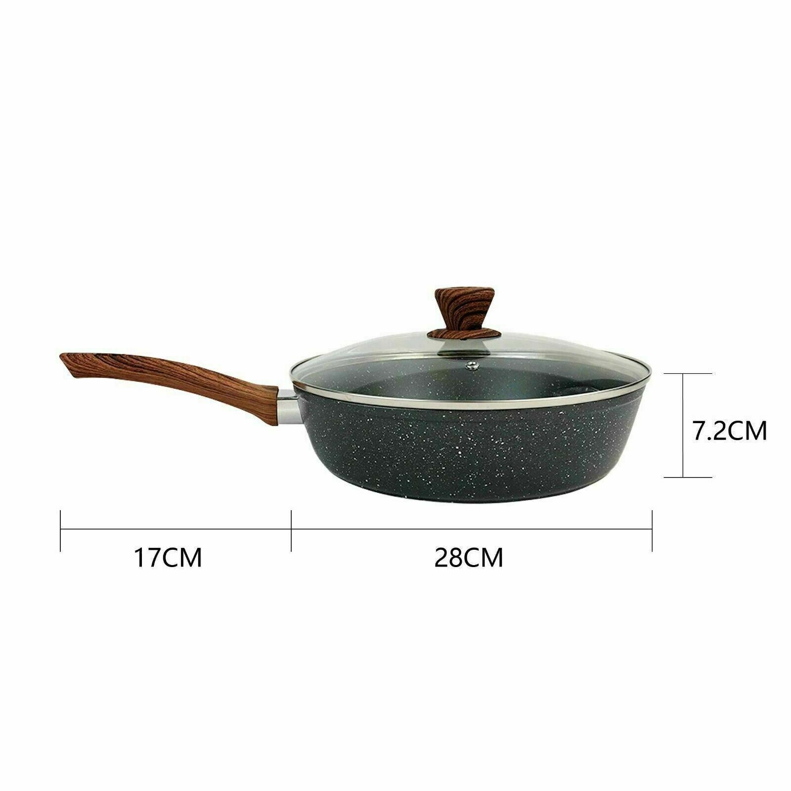 28cm Marble Non-Stick Saucepan Frying Pan Pot PFOA Free Frypan Wok With Lid