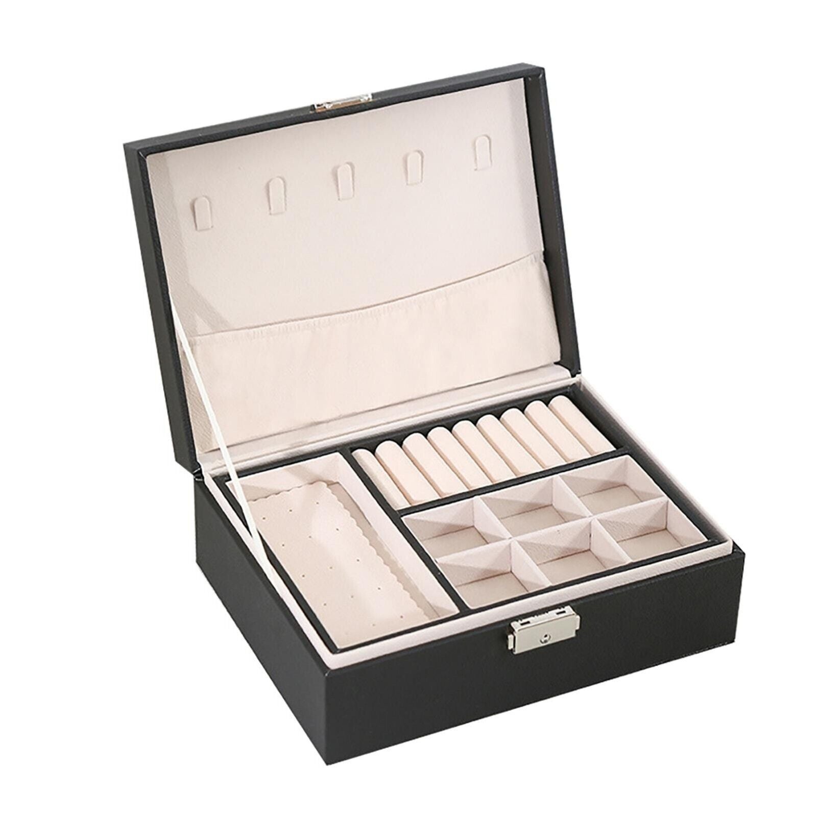 Jewelry Organizer Case Box Storage Earring Ring Jewellery Velvet Display Leather