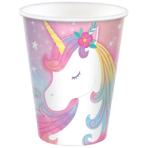 ENCHANTED UNICORN PARTY SUPPLIES PACK 8 PLATES 8 CUPS 8 NAPKINS 1 TABLE COVER