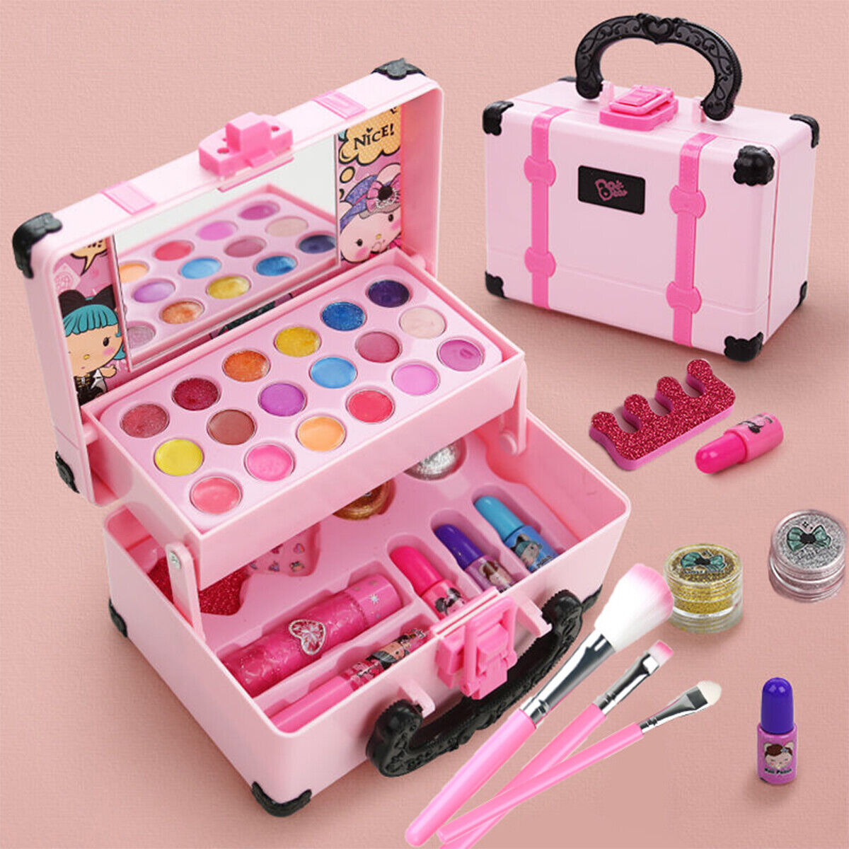 Kids Makeup Toy Kit Kids Makeup Beauty Toy Washable With Portable Cosmetic Box·