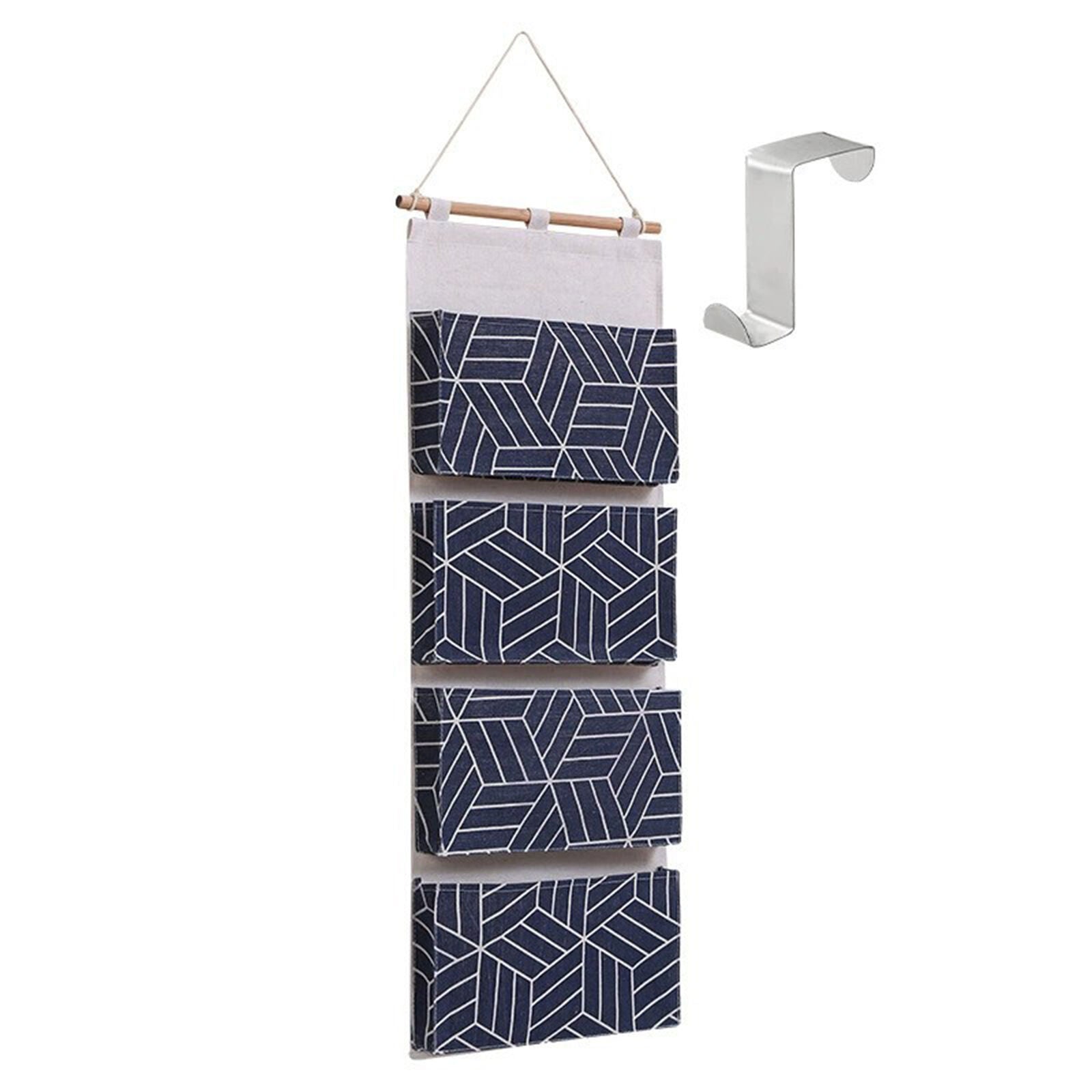 Dark blue 4 Pockets Large Hanging Wall Mounted File Document Holder Organizer Storage Bag