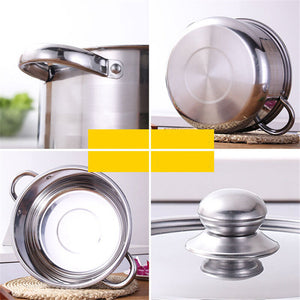 5pcs Stainless Steel Stock Pot with Lid Cooking Kitchen Cookware Stockpot Set