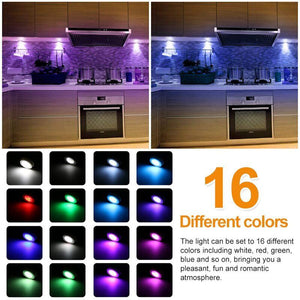 4pcs Under Cabinet Lights RGB Wireless LED Puck Lights Closet Cupboard Lights