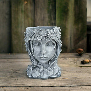 Resin Goddess Head Statue Plant Planter Flower Succulent Pot Vase Home Decor