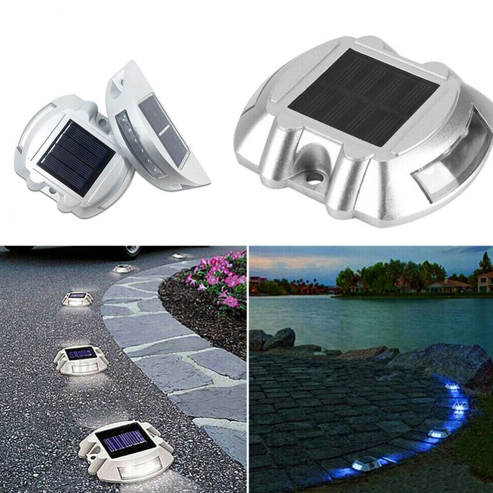 Green 1-4X Solar Driveway Lights Deck Pathway Lights Solar Dock LED Light Safety Light