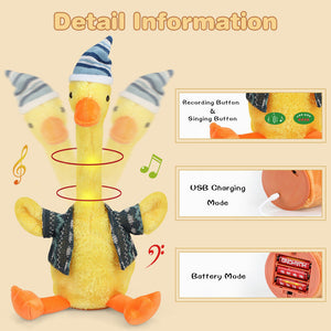 Talking Toy Dancing Duck Doll Speak Talk Sound Record Repeat Toys for Baby Kids