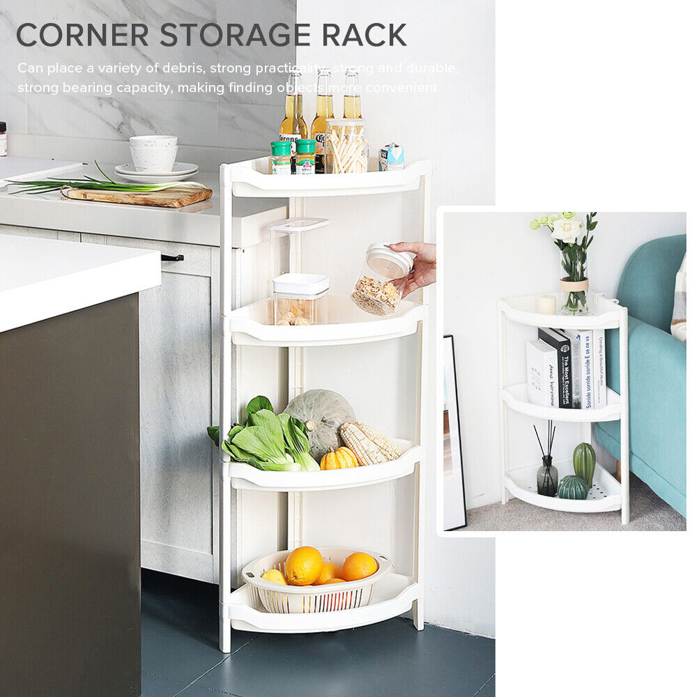 4 Tier Bathroom Shower Rack Kitchen Corner Caddy Shelf Food Beverage Storage