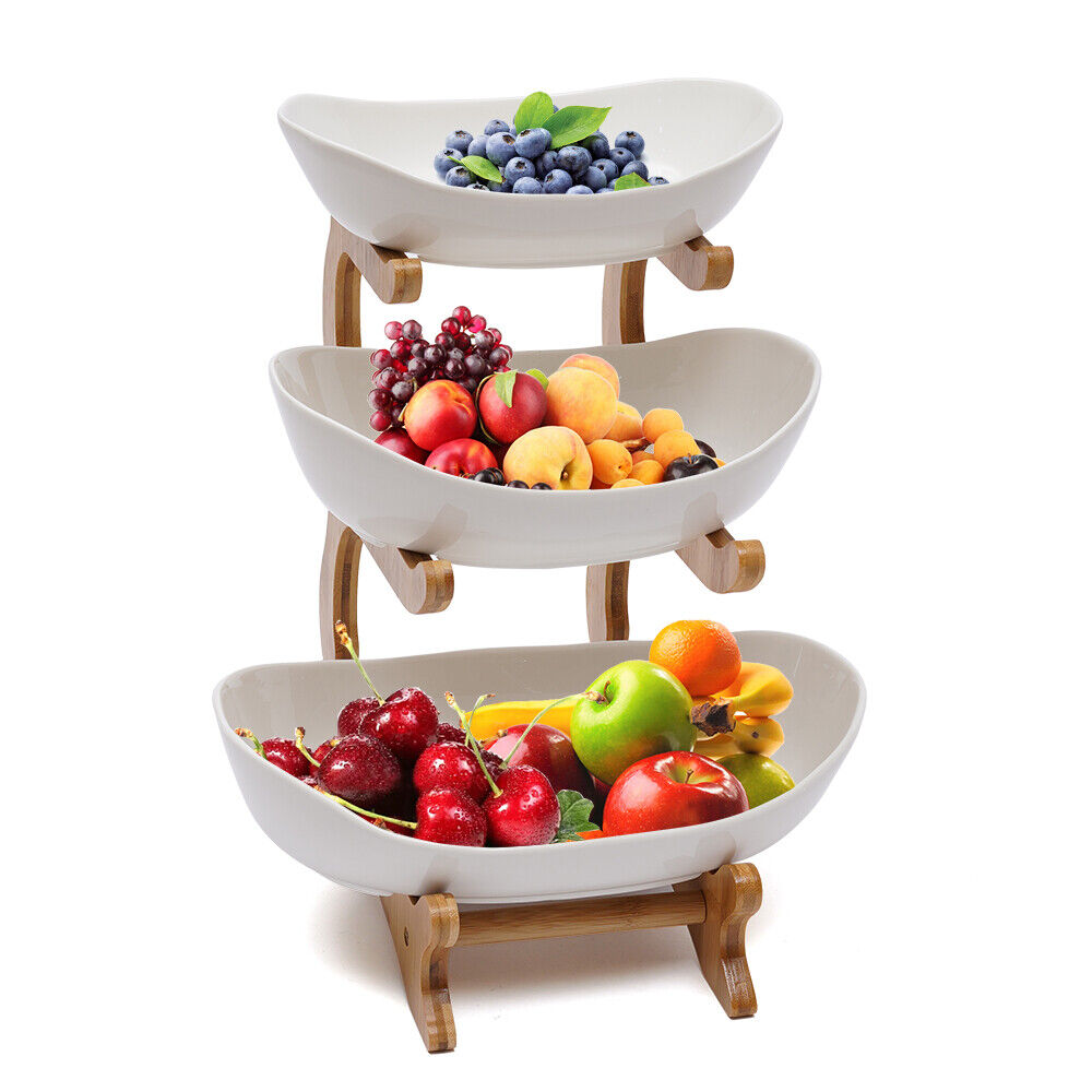 Ceramic Candy Three-layer Fruit Plate Modern Creative Fruit Basket Bowl Holder