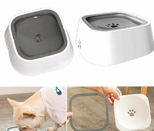 1.5L Pet Dog Cat Water Bowl No Spill Slow Feeder Dispenser Dust Free Non-Skip Grey