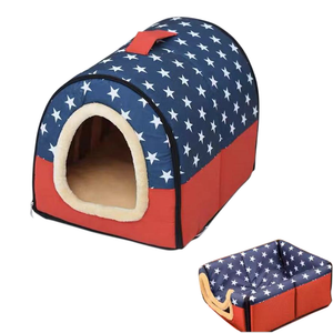 Pet Dog House Kennel Soft Igloo Bed Cave Cat Doggy Puppy Warm Cushion Fold