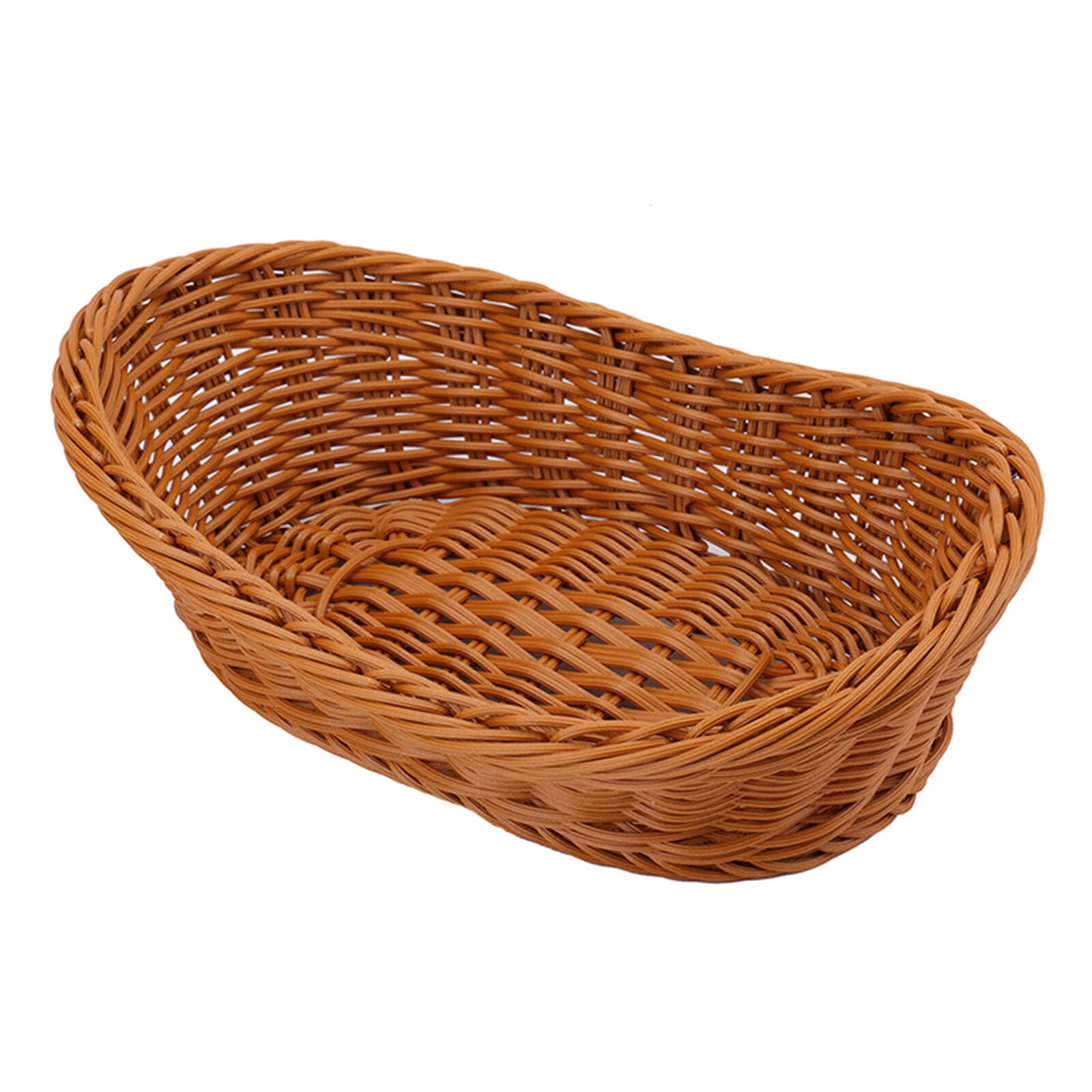 Rattan Wicker Woven Storage Basket Bread Fruit Serving Tray Container Kitchen