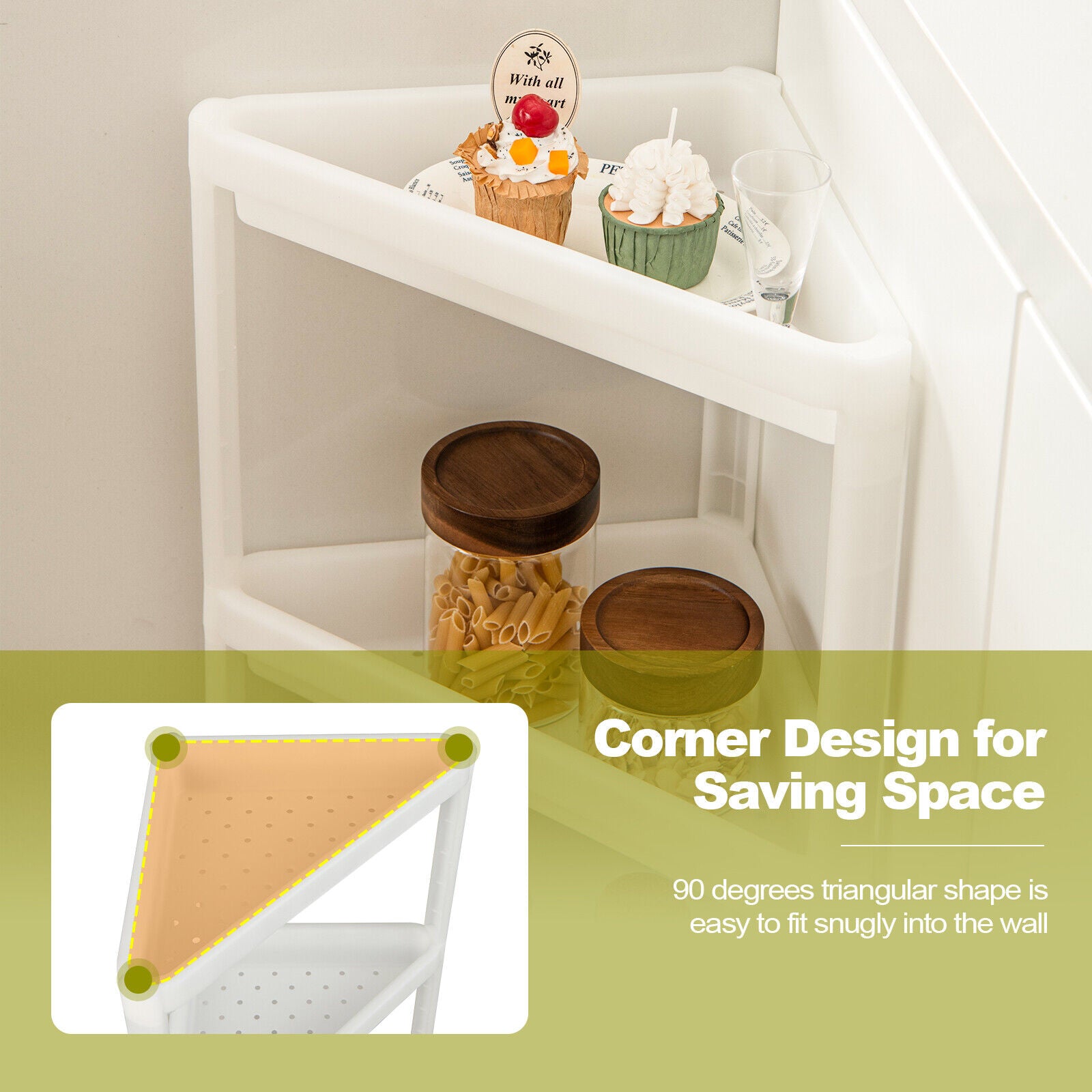 2 Pcs 3 Tier Detachable Floor Corner Shower Shelf Counter Corner Storage Rack