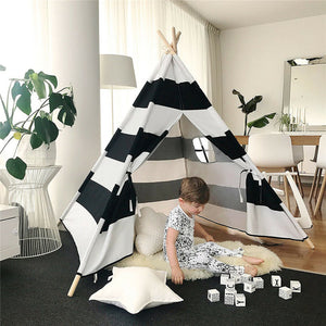 Foldable Play Tent Canvas Tipi Childrens Play House Teepee