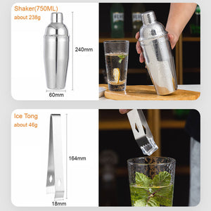 13Pcs Cocktail Shaker Set Mixer Martini Spirits Maker Bar Strainer Bartender Kit