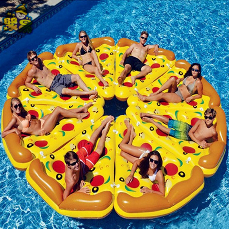 Inflatable Swimming Pool Raft Lounge Pizza Water Floating Beach Bed Chair