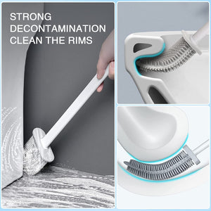 Bathroom Silicone Bristles Toilet Brush Creative Cleaning Set With Holder WHITE
