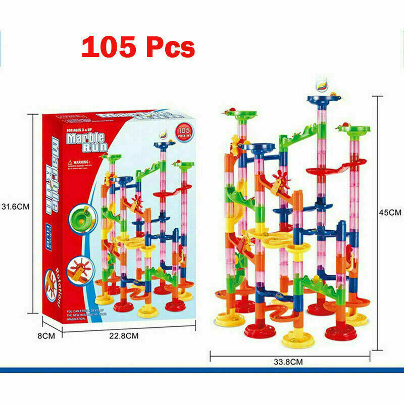 105Pcs DIY Marble Run Race Construction Maze Ball Track Building Block Kids Toy