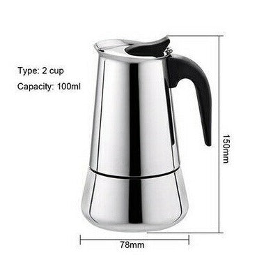 9-Cup Coffee Maker Moka Percolator Stove Top Espresso Latte Stainless Pot