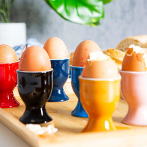 6x Coloured Ceramic Egg Cups Breakfast Hard Soft Boiled Egg Holder 5cm Multi