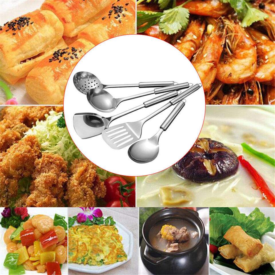6pcs Stainless Steel Kitchen Utensil Cooking Tool Set Serving Spoon Cookware