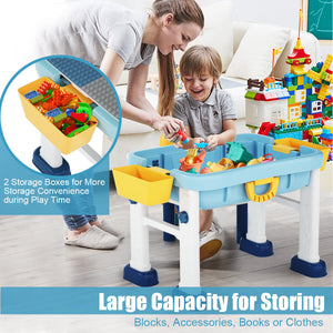 6 in 1 KidsTable and Chair Set Lego Building Blocks Activity Desk Height Adjust