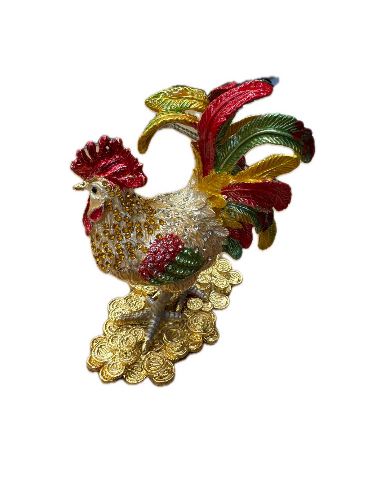 ROOSTER TRINKET JEWELLERY BOX Figurine Home Decor Ornament Chicken Jewelled New