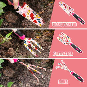 20-Piece Gardening Tool Kit Transplanter Fork Cultivator Trowel Pruner