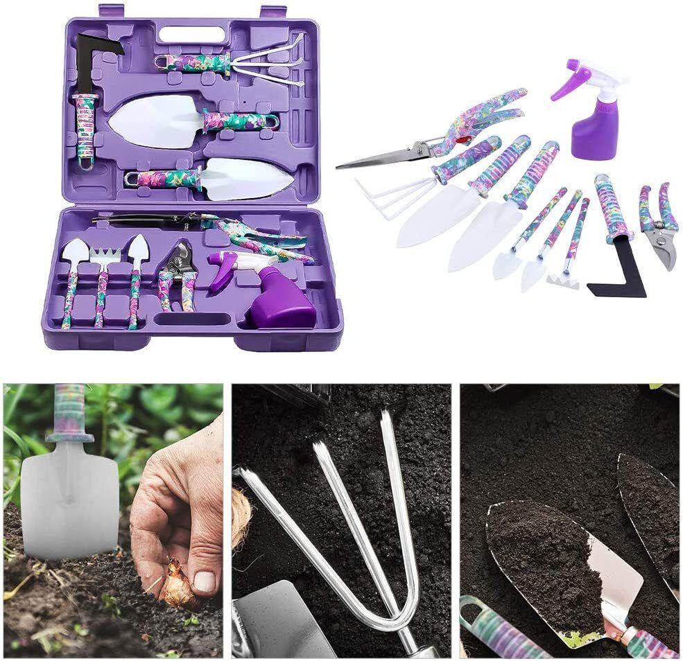 10Pcs Professional Garden Tools Set Gardening Spray Bottle Pruner Shovel Trowel