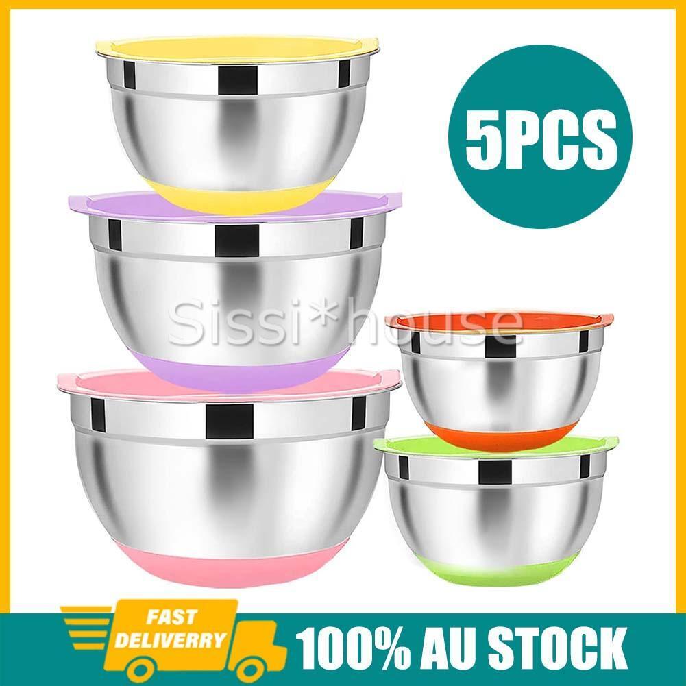 Mixing Bowls 5 Piece Set Stainless Steel Kitchen Bowl Set with Lids AUS