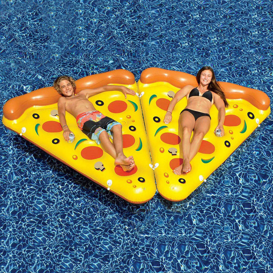 Inflatable Swimming Pool Raft Lounge Pizza Water Floating Beach Bed Chair