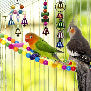 10 Bird Toys Parrot Swing Toys Chewing Hanging Bell Cockatiel Cage Toy Set