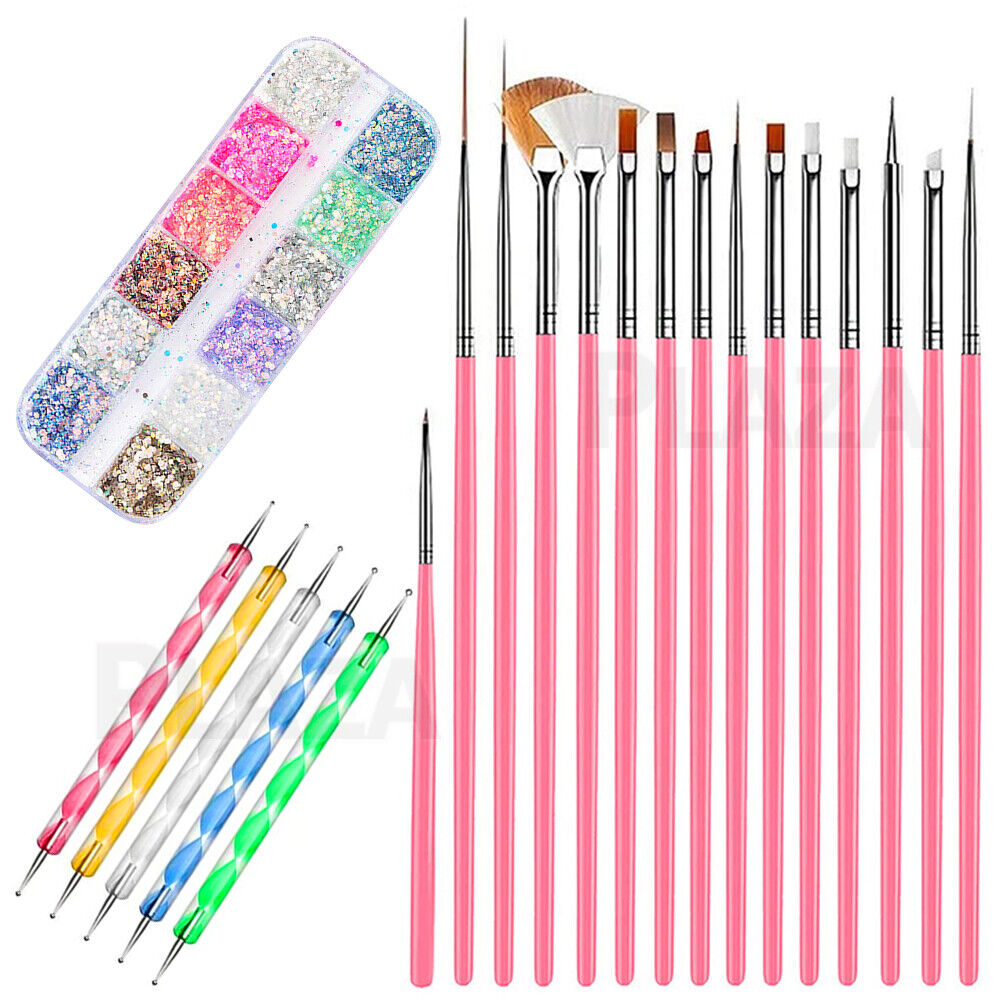 32pcs Nail Art Design Brushes Set Dotting Painting Drawing Polish Pen Tools Kit