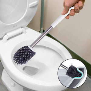 Silicone Toilet Brush Set Built-in Tweezer TPR Bristles