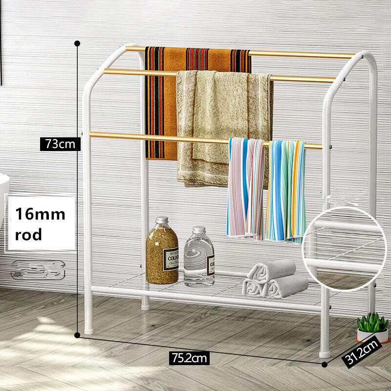 Metal Towel Rack Stand 3 Tiers Large Free Standing Bathroom Storage Shelf Holder