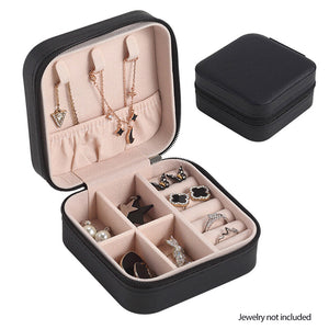 Black Small Jewellery Box Organizer Leather Jewelry Storage Case Box Travel Portable