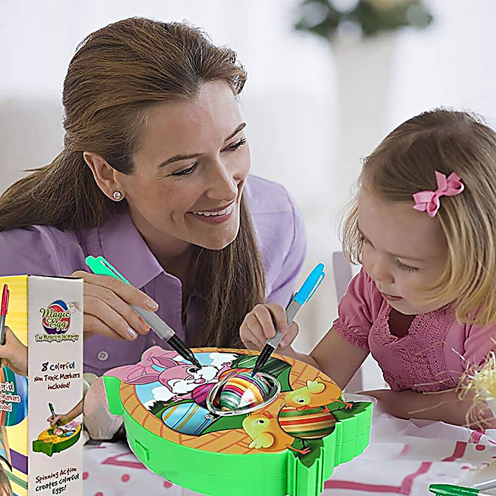 Mazing Egg Lathe with Markers for Kids, Bunny Egg Spinner