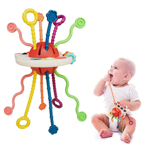 Montessori Toys Pull String Sensory Toys Baby 6 12 Months Silicone Activity Toys